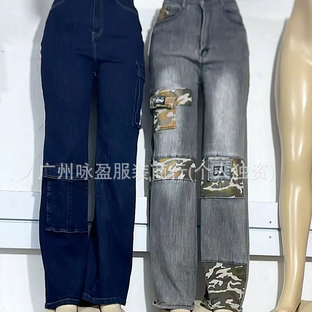 Simple pocket jeans Multi-pocket Women's Jeans Cargo Pants Wholesale cargo jeans