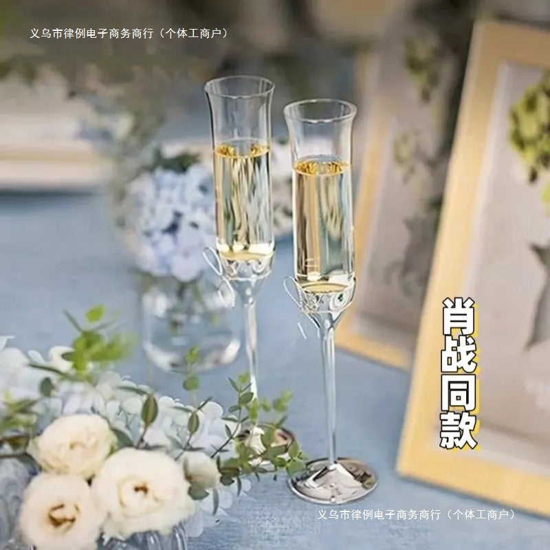 British Wang Weiwei Champagne Glass VeraWang Love Knot Rope Red Wine Pairing Goblet Wedding Gift Box