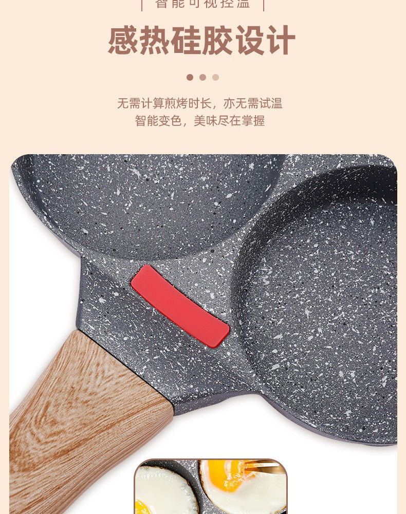 【Source Factory】Foreign Trade Hot-Selling Maifan Stone Four-Hole Egg Frying Pan 3-in-1 Non-Stick Breakfast Pan