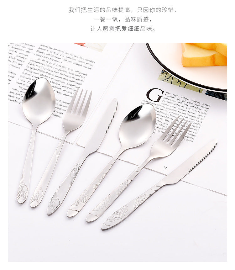Stainless Steel Western Steak Knife Fork Spoon Cloth Bag Portable Western Cutlery Three-Piece Set Creative Gift Set Cross-Border Source