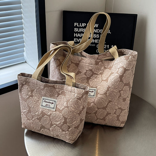 South Korea ins Unique Canvas Bag2024New Fashion Commuting Tote Bag Female College Student Class Shoulder Bag