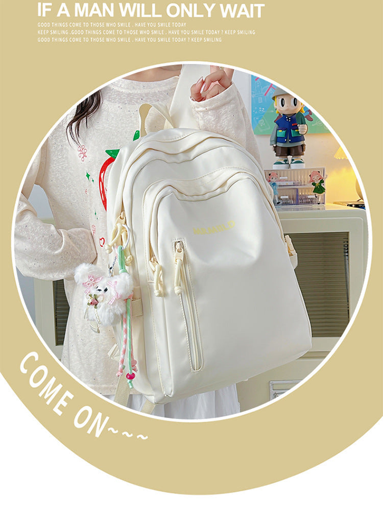 Large Capacity Backpack Women's New Fashion Simple School Bag Harajuku style solid color travel backpack for middle and high school students http://detail.1688.com/offer/967608488585.html