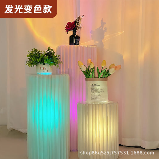 【Firefly Lantern】Live Streaming Background Decoration Foldable Round Column Paper Roman Column Folding Column Road Guide Ornament