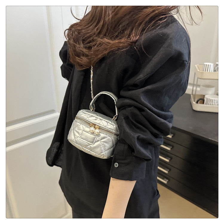 Women's Spring Summer Bag2025New Diamond Chain Bag High-End Fashionable Crossbody Bag Versatile Handheld Small Square Bag