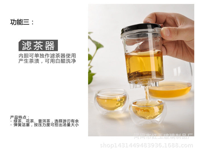 Wholesale High Borosilicate Glass Elegant Cup Heat-Resistant Glass Filter Teapot Detachable Washable Tea Brewing Pot Tea Infuser Exquisite
