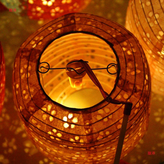 Children's Dance Lantern Festival Stall Handheld Glowing Winter Melon Hollow Paper Lantern Hanfu Photography Prop Ancient Style Lantern