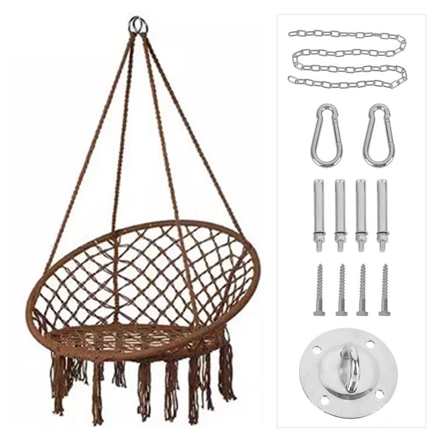 ins Nordic Style Tassel Hanging Chair Handwoven Hanging Basket Cotton Rope Swing Outdoor Hammock Balcony Cradle Chair Wholesale