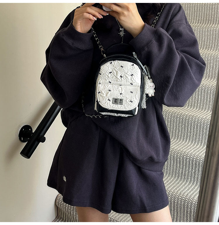 Foreign Trade Color-Block Niche Women's Backpack2025Spring and Summer New Mini Versatile Chain Super Popular Double Shoulder Small Bag