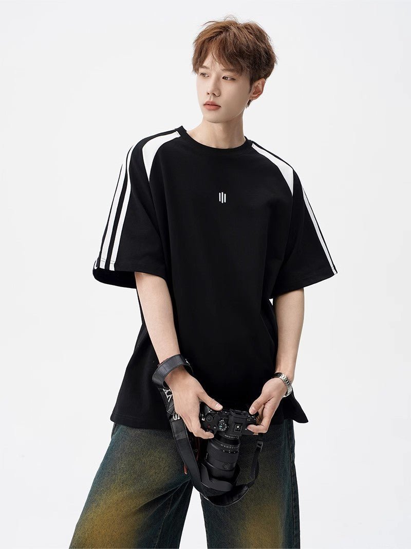 2025New Trendy Ice Silk Short Sleeves t Men's Round Neck Pullover Top Summer American Style Heavy Loose T-Shirt