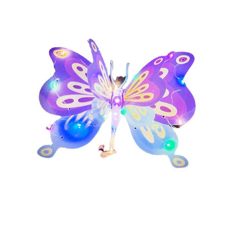 New Butterfly Night Market Stall Wholesale Children's Internet Celebrity3D Butterfly Colorful Glowing Toy Fairy Essential Wholesale