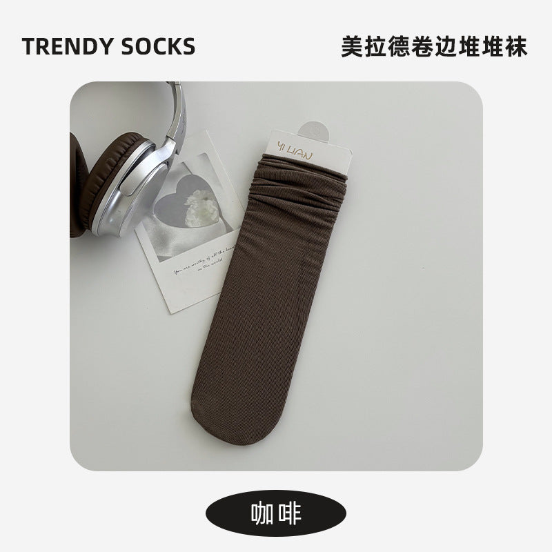 Socks Pure Cotton Women Summer Thin Style Pile Socks Solid Color Mid-Calf Socks Oxygen Cotton Confinement Socks Women Long Socks Zhuji Socks Industry