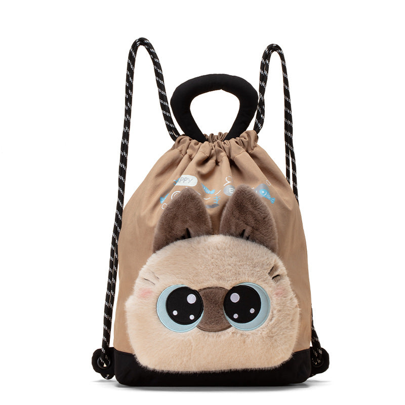 Mousse Rabbit Cartoon Backpack Drawstring Lightweight Plush Backpack Girly Heart Ugly Cute School Bag Cross-Border Foreign Trade Cloth Bag http://detail.1688.com/offer/964264265508.html
