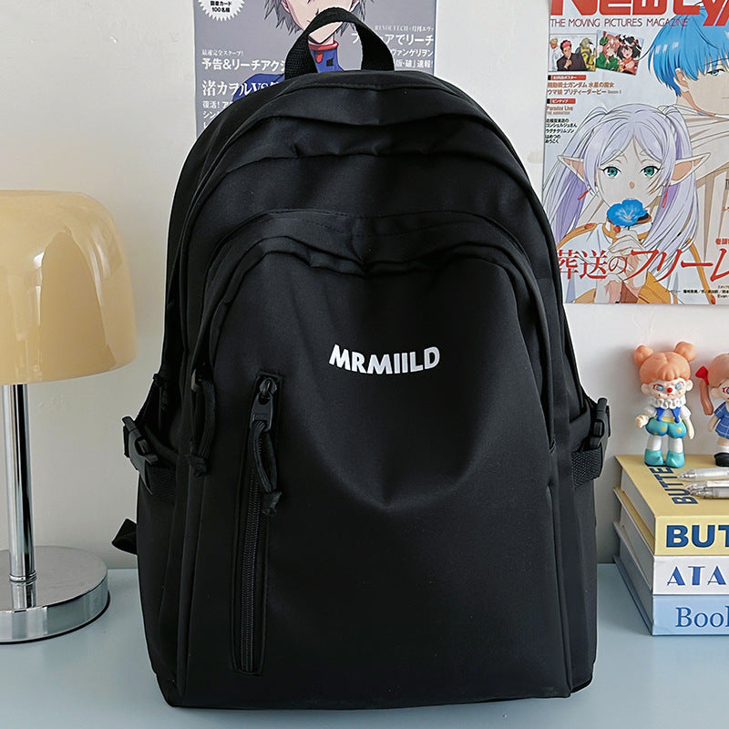Large Capacity Backpack Women's New Fashion Simple School Bag Harajuku style solid color travel backpack for middle and high school students http://detail.1688.com/offer/967608488585.html