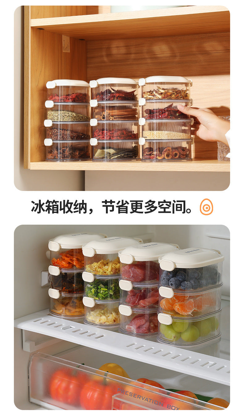 Spice Storage Box Food Grade Compartment Box Household Kitchen Sichuan Pepper Aniseed Seasoning Storage Box Seasoning Sealed Jar