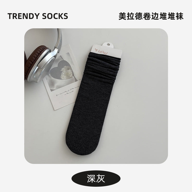 Socks Pure Cotton Women Summer Thin Style Pile Socks Solid Color Mid-Calf Socks Oxygen Cotton Confinement Socks Women Long Socks Zhuji Socks Industry