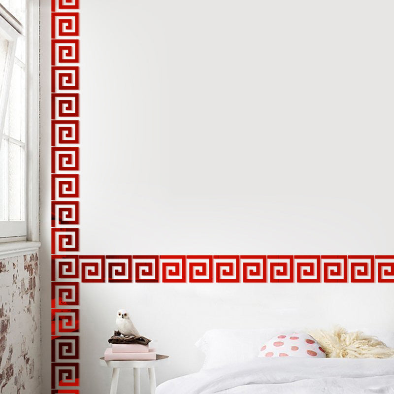 Hot-Selling Spiral Acrylic Mirror Sticky Paper Clips Waistline Wall Stickers for Home Living Room DIY Decorative Mirror Wall Sticker