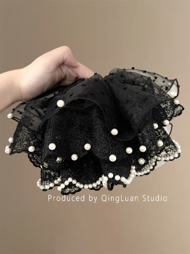 Chloris, the Goddess of Flowers~Super Fairy Pearl Lace Hair Tie New Extra Large French Gentle Atmosphere Travel Hair Rope