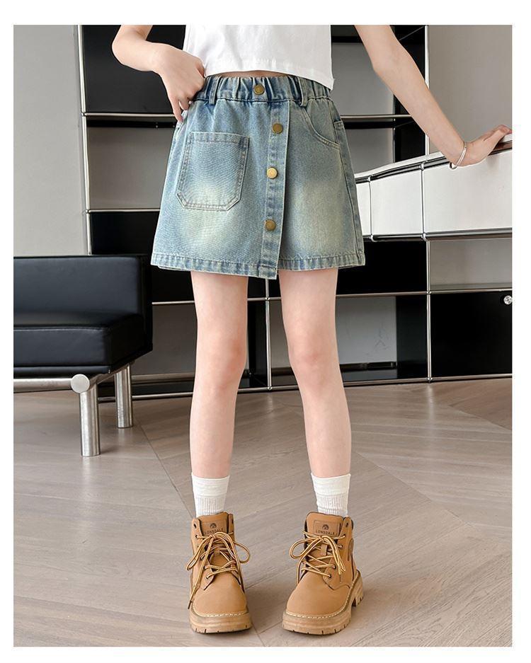 Children's Denim Skirt Short Thin Style2025 for Older Children Student Version Mid-Length Shorts