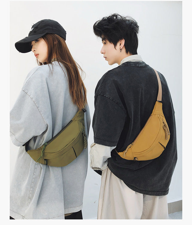 2025Summer New Simple Versatile Large Capacity Canvas Underarm Bag for Outings and Commutes, Niche Design Solid Color Chest Bag