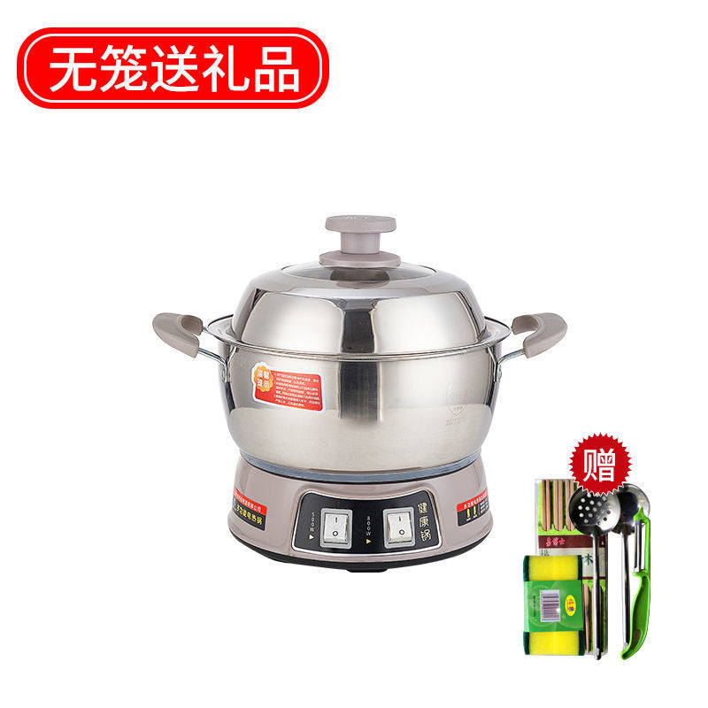 Electric Heating Pot Multi-Functional Household304Thickened Multi-Use Pot Electric Frying Pan Rice Cooker Plug-in Integrated Electric Cooking Pot for Dormitory