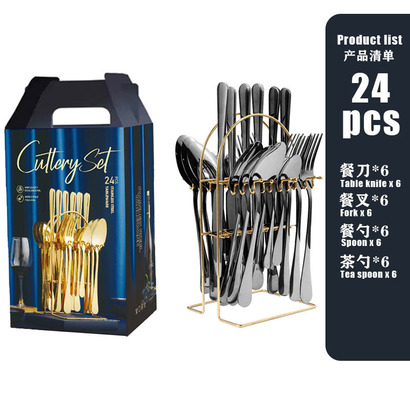 tableware set Stainless Steel Tableware1010Series Western Dining Rack Knife Fork Spoon24Set of Color Boxes
