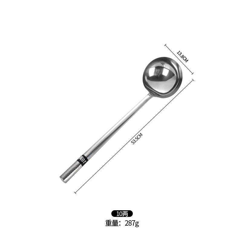 Stainless Steel Stir-Fry Spoon Chef's Stirring Spoon Long Handle Soup Spoon Serving Spoon Stir-Fry Spoon Kitchen Spatula Wooden Handle Pot Spatula Spoon