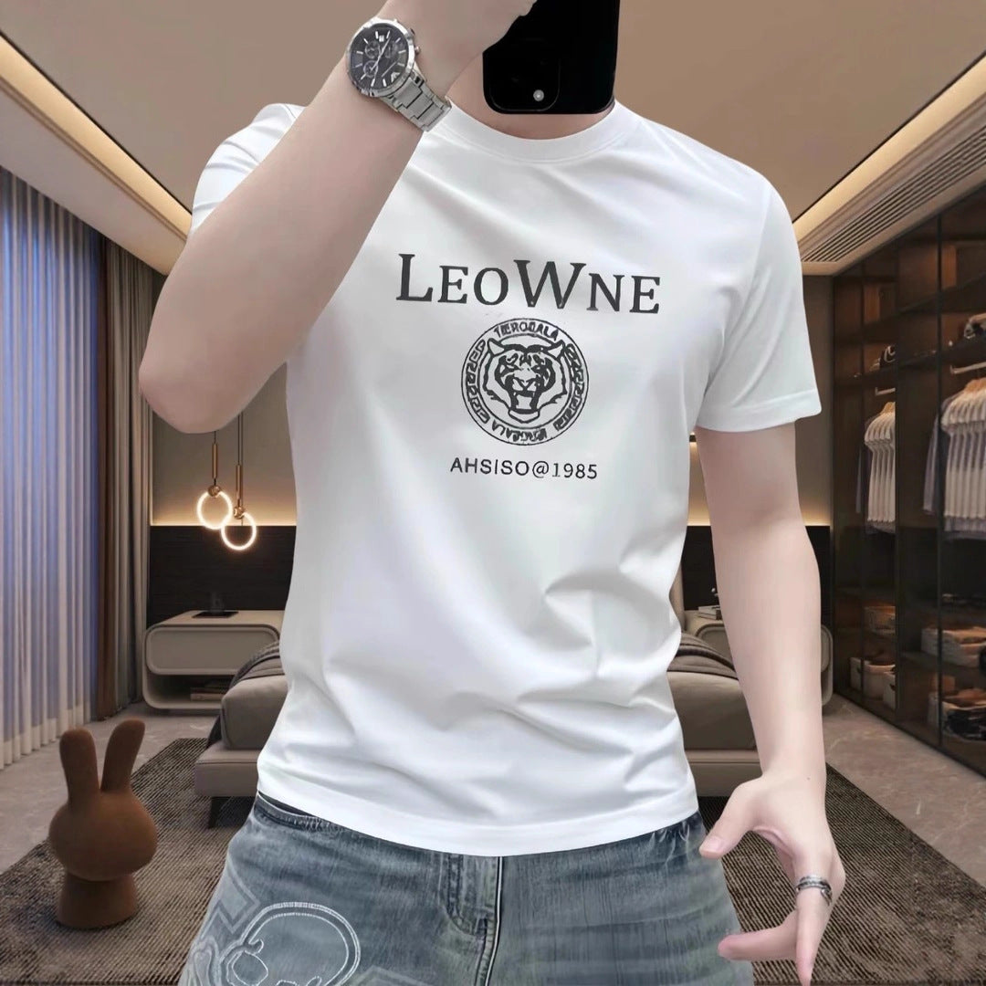 2025New Summer High-End Short Sleeve t Men's Round Neck Loose Fit Plus Size T-Shirt Versatile Top ins Fashion Brand