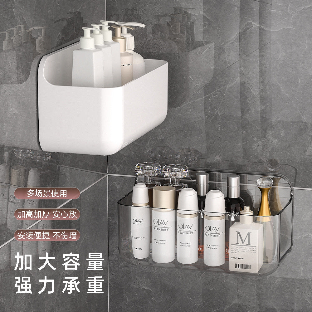 Bathroom Suction Cup Storage Rack Wall-Mounted Draining Rack No-Drill Hanging Rack Toilet Wall Soap Storage