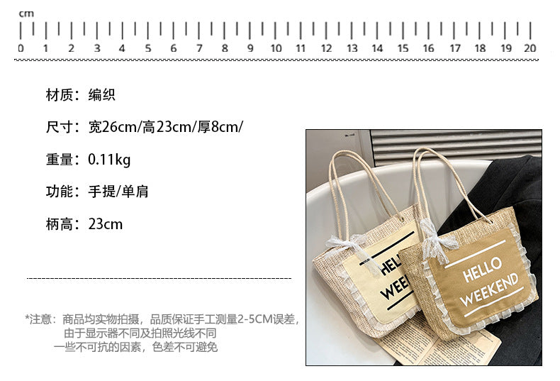 2025Large Capacity Elegant Korean Style Bag for Women Linen Canvas Bag Fashionable Eco-friendly Shopping Bag Single Shoulder Casual Handbag