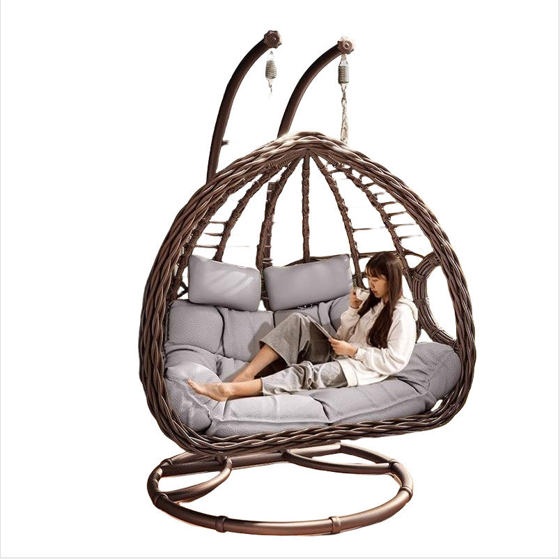 Outdoor Hanging Basket Chair Swing Courtyard Double Hanging Chair Home Balcony Indoor Internet Celebrity Bird's Nest Hammock Rattan Chair Rocking Chair