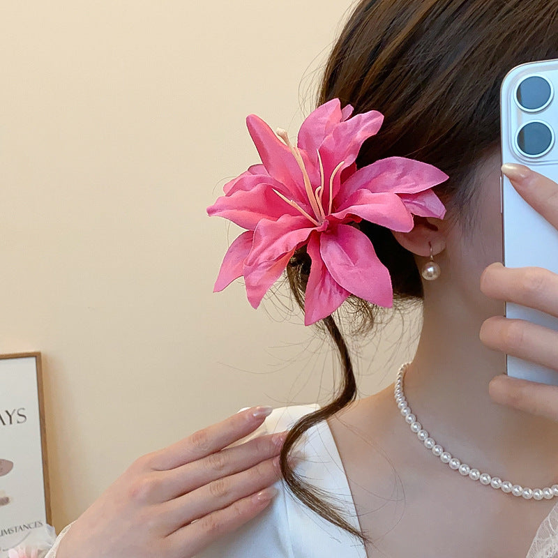Super Fairy Vacation Style Fabric Flower Hair Clip Side Bangs Broken Hair Duckbill Clip Gentle Atmosphere Versatile Hair Accessory for Women