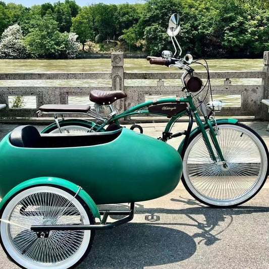 Comfortable Three-Wheel Bicycle High-End Park Display Side Bucket Drag Bucket Bicycle Dense Spokes High-End Side Three-Wheel