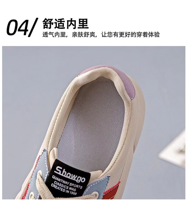 2024Summer New Korean Style ins Breathable White Sneakers for Women Low-top Casual Platform Shoes Thick-soled Wedge Sneakers Sports Shoes