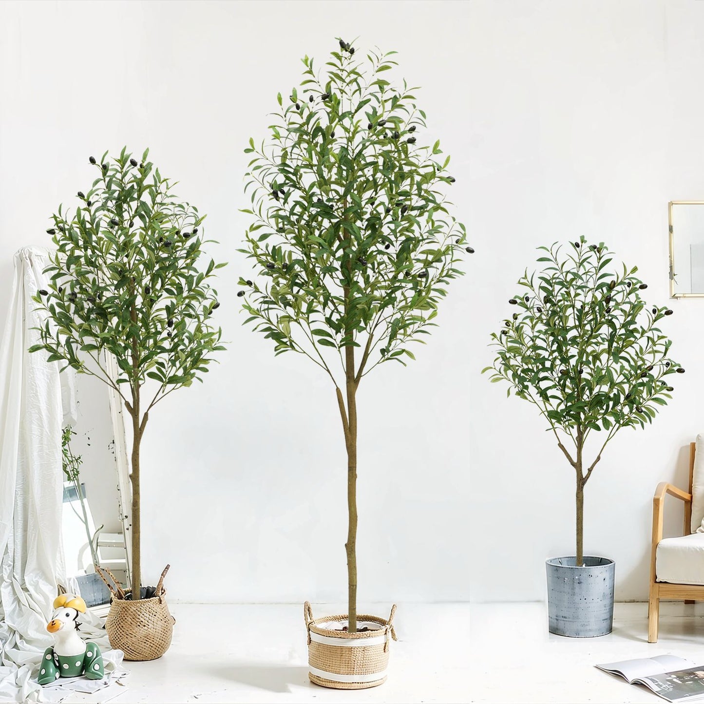 Artificial Plants Amazon Foreign Trade Wholesale Fake Tree Potted Artificial Olive Tree Indoor Large Green Plant Floor Ornament