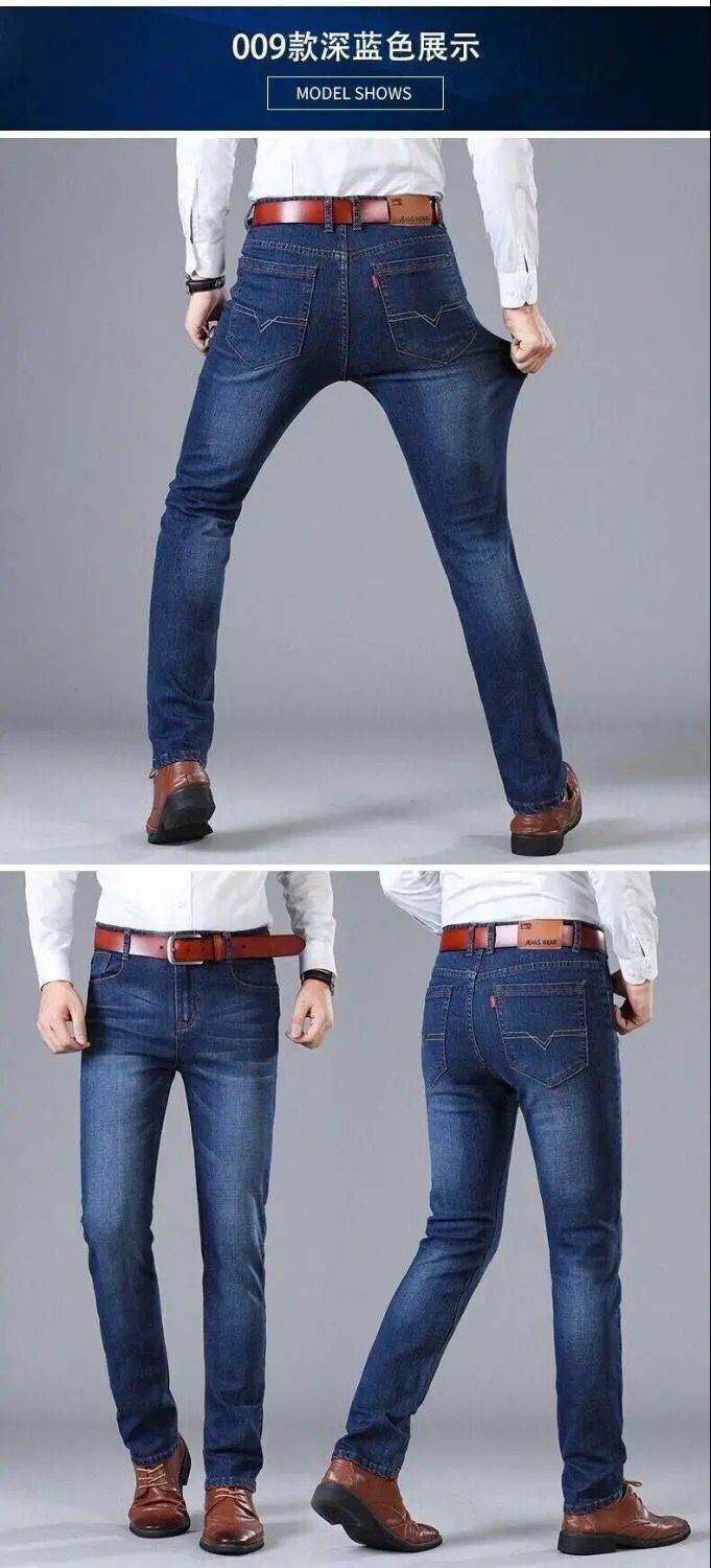 Lightweight Stretch Jeans for Men, Summer Slim Fit Straight Leg Versatile Casual Wear-resistant Work Pants