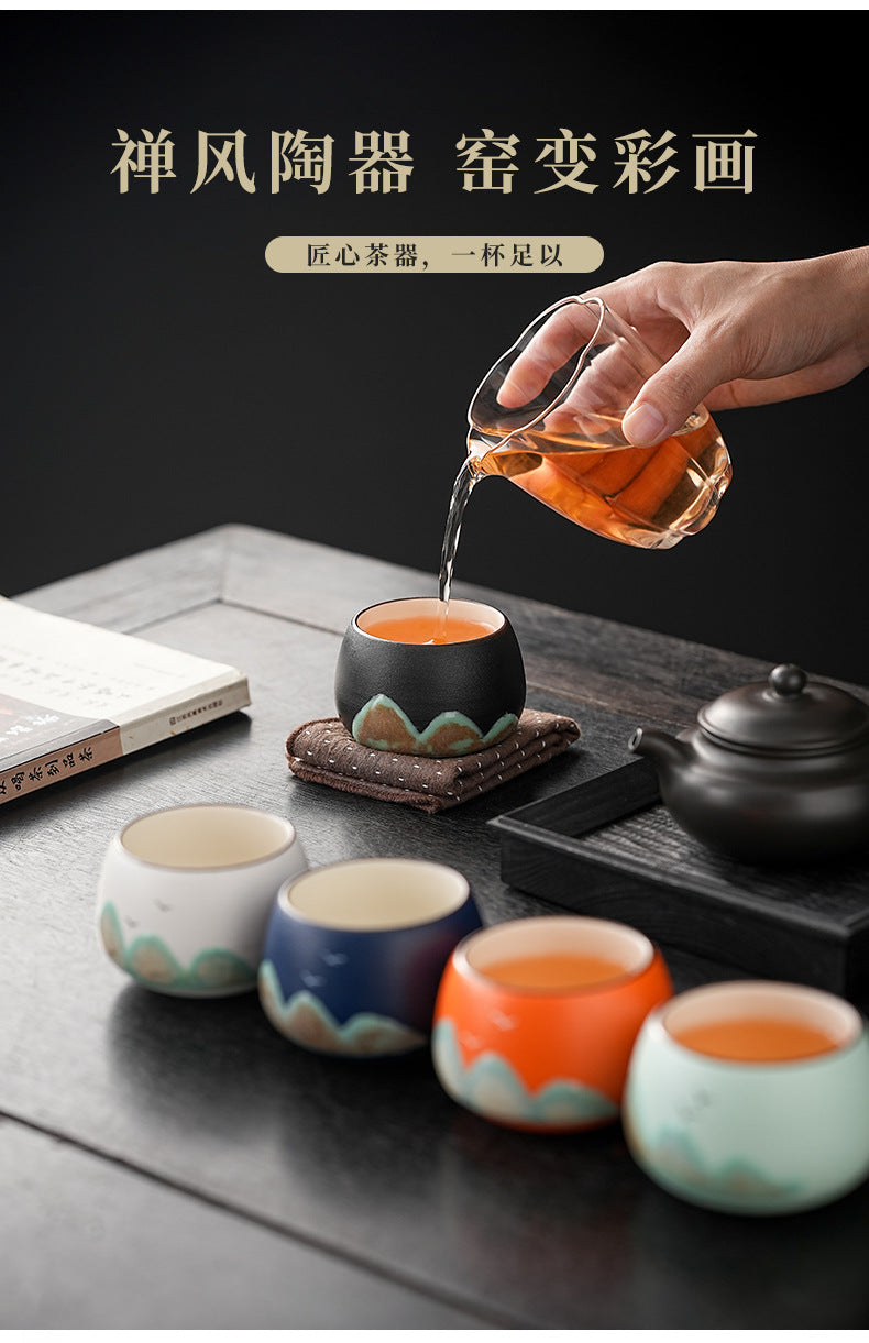 Tea Cup Ceramic Master Cup Personal Single Cup National Trend Forbidden City Cultural Creative Retro Hand-painted Tasting Cup Gift Box Set Souvenir