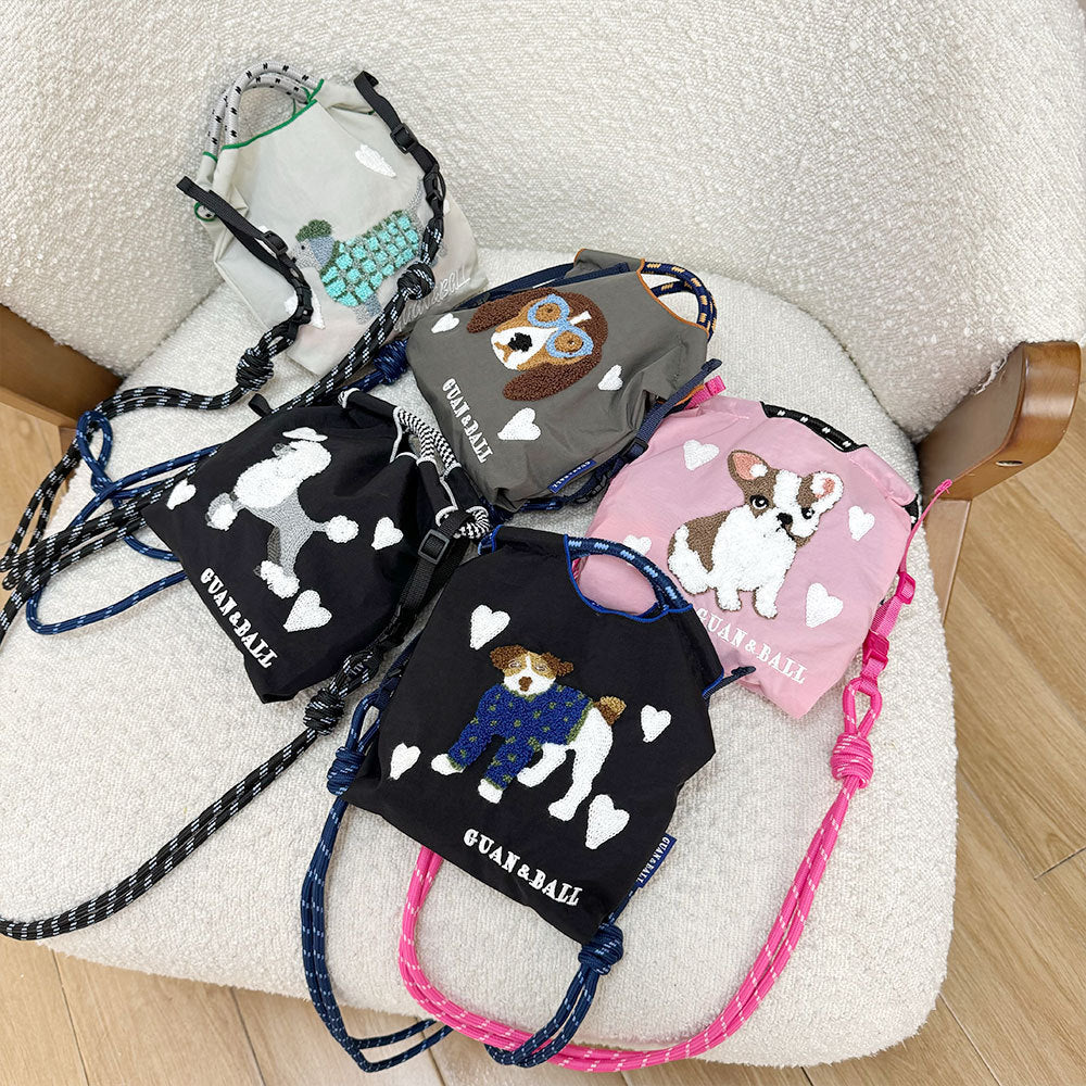 Japanese Style BallChain Same Style Eco-Friendly Embroidered Shopping Bag Nylon Fabric Floral Handheld Niche Fashion Shopping Bag