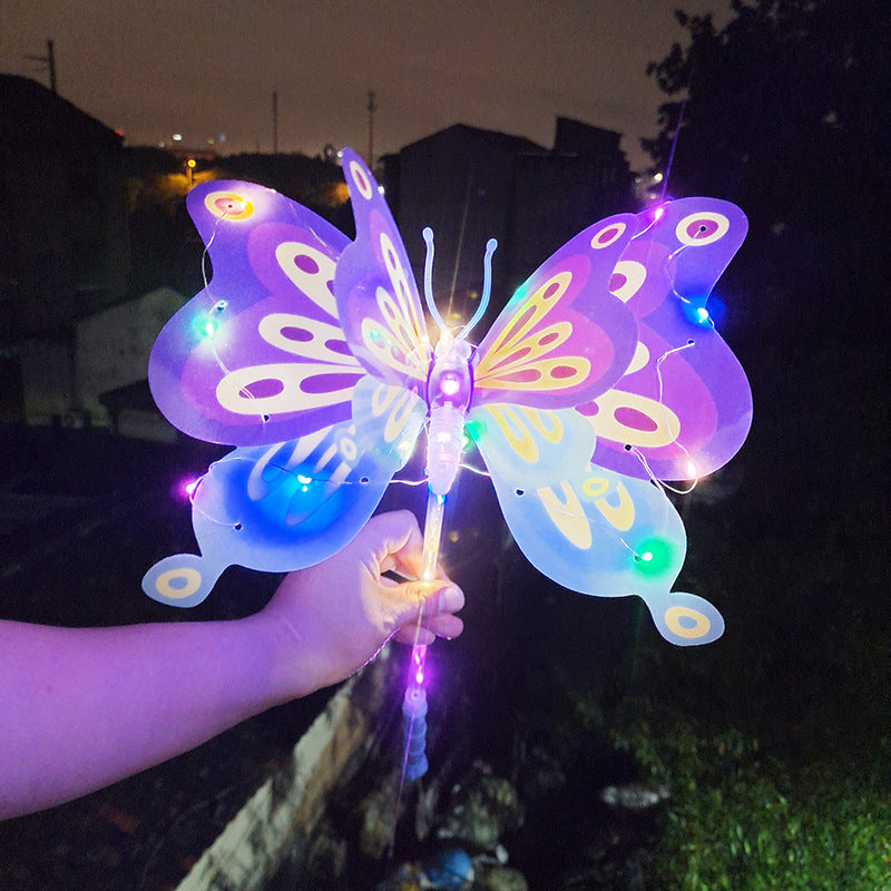 New Butterfly Night Market Stall Wholesale Children's Internet Celebrity3D Butterfly Colorful Glowing Toy Fairy Essential Wholesale