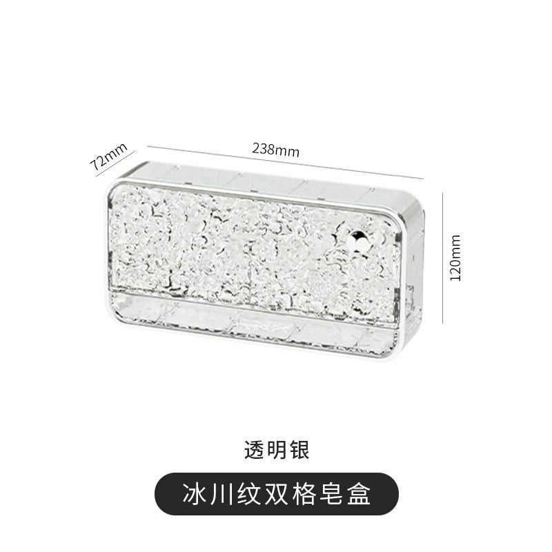 Soap Box No-Drill Wall-Mounted Bathroom Storage Box with Flip Cover Soap Holder Draining Soap Rack Double-Layer Soap Box