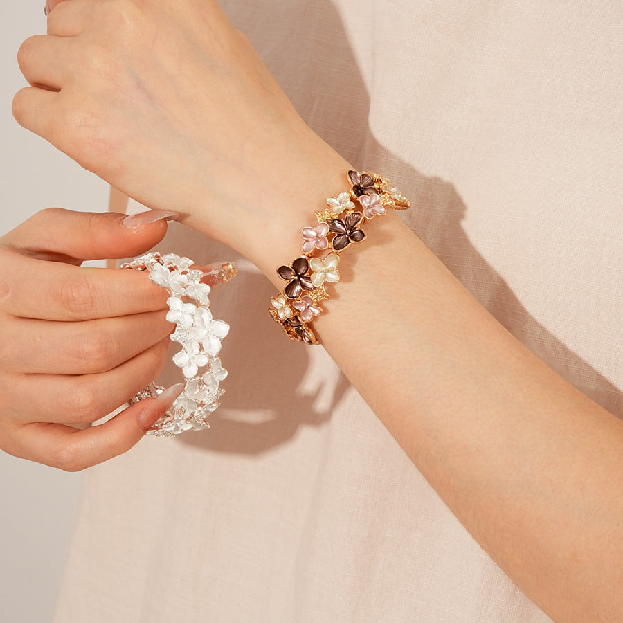 Irregular Geometric Oil Drop Flower Elastic Bracelet European and American Cross-Border Personality Design Bracelet Niche High-End Feel Jewelry