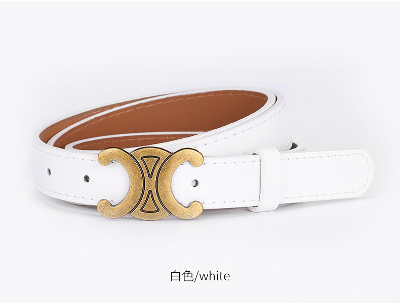 Women's English Letter Smooth Buckle Belt Versatile Jeans Decoration Fashion Trendy Internet Celebrity Fashion Waist Belt