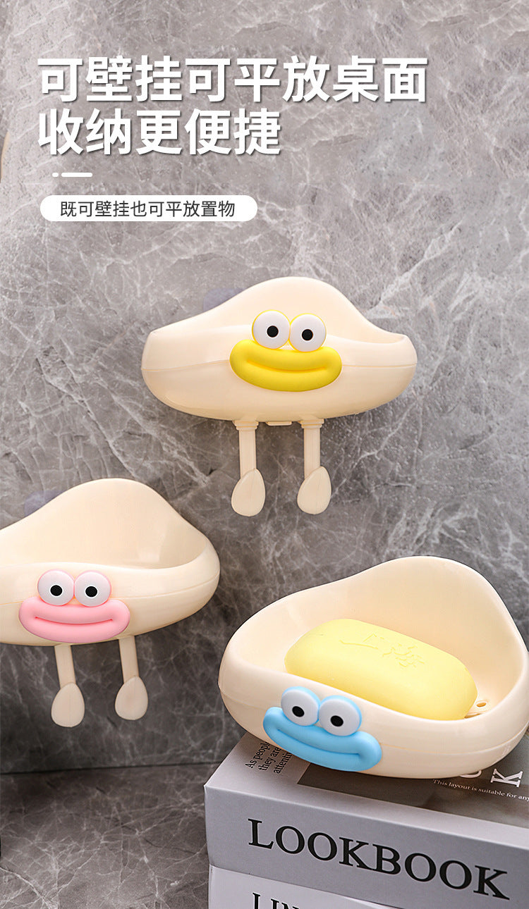 Cream Cloud Soap Holder Home Wall-Mounted No-Drill Soap Box Bathroom Draining Cream White Cloud Soap Holder