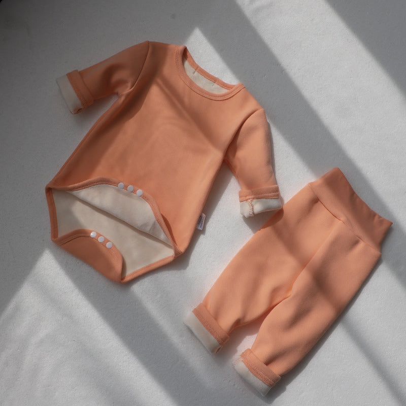 Baby Romper Spring and Autumn a High-Waist Belly Protection Pants Set Baby Spring and Autumn Triangle Romper Bodysuit Jumpsuit
