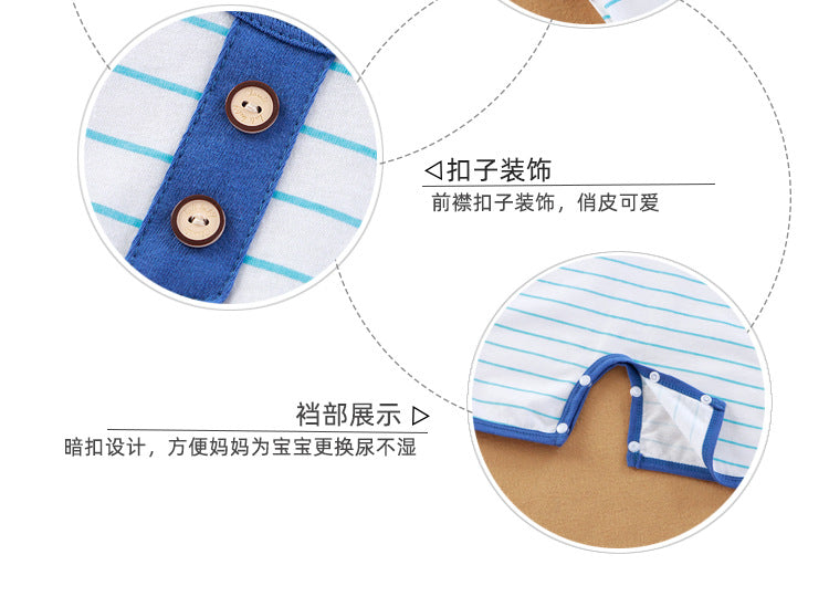 Summer New Baby Romper for Boys and Girls, Thin Cotton Sleeveless Jumpsuit Newborn Striped Vest Romper