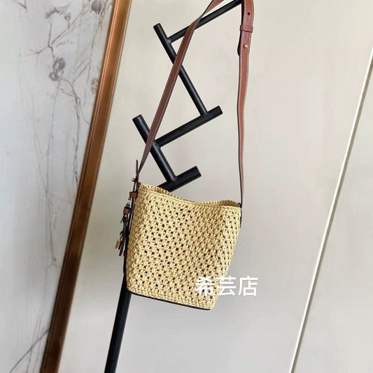 Xiyun25New ALLinBB Bucket Bag Murakami White Three-Color Women's Bag Bowknot Single Shoulder Crossbody Vintage Women