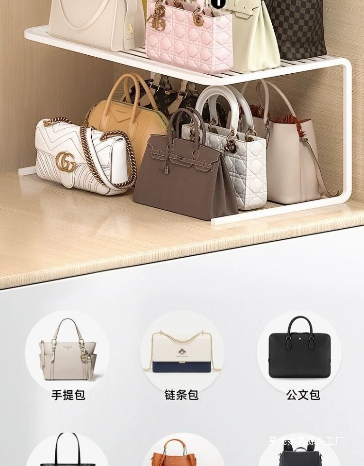 Bag Storage Rack Organizer Shelf for Bags Storage Cabinet Wardrobe Clothes Layered Partition Storage Box Placement Rack