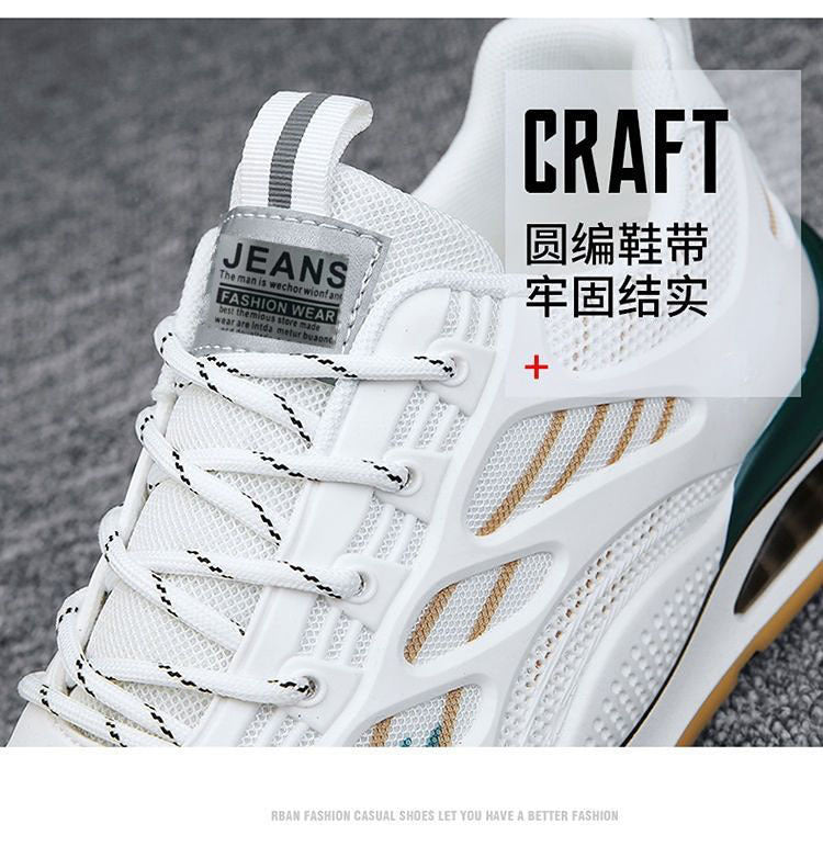 2024Spring Youth New Trend Men's Shoes Korean Style Breathable Versatile White Sneakers Running Student Casual Sports Shoes