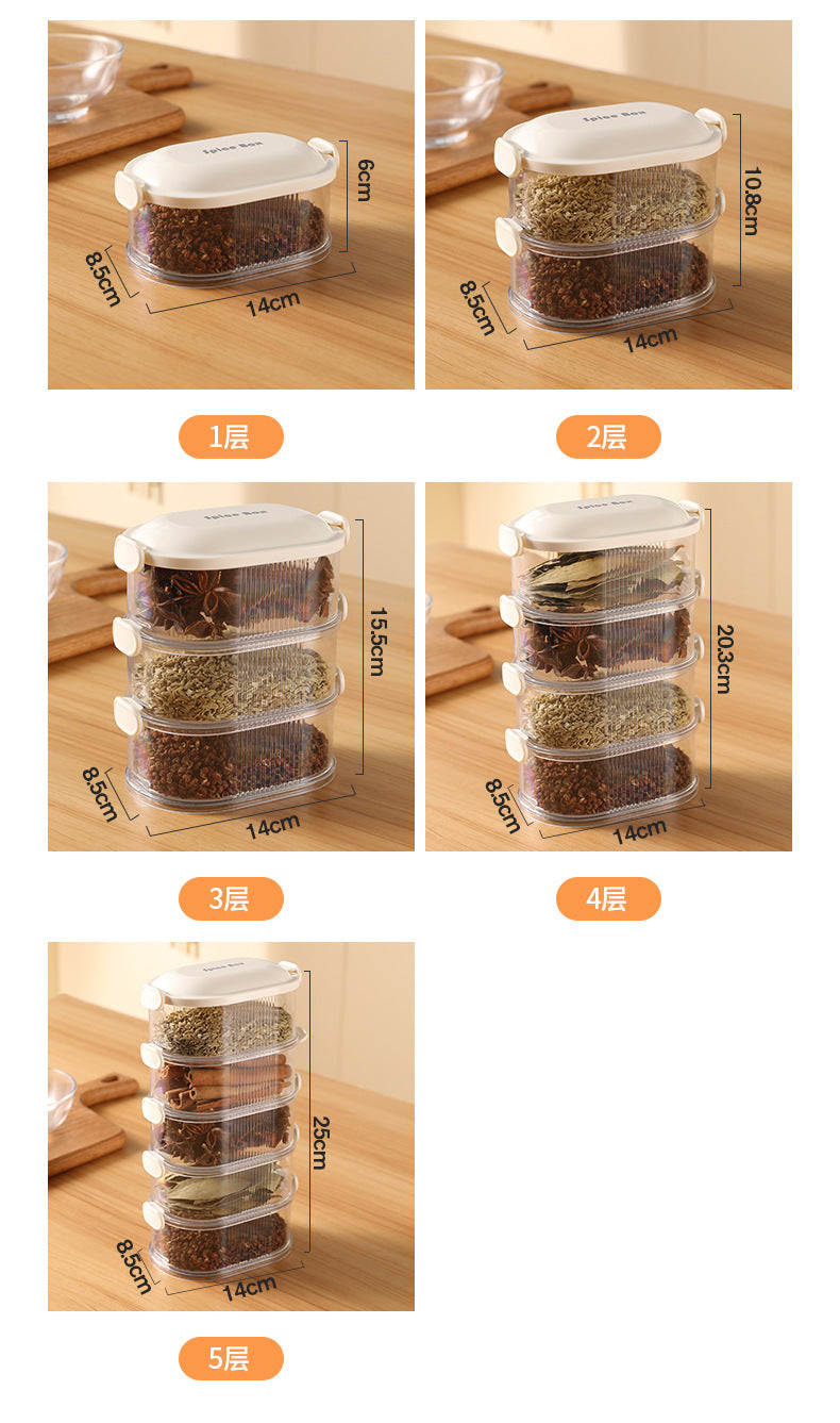 Spice Storage Box Food Grade Compartment Box Household Kitchen Sichuan Pepper Aniseed Seasoning Storage Box Seasoning Sealed Jar