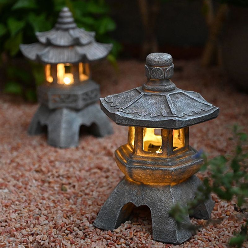 Chinese Antique Style Palace Lantern Solar Outdoor Courtyard Decoration Ornament Garden Villa Balcony Floor Landscape Lamp