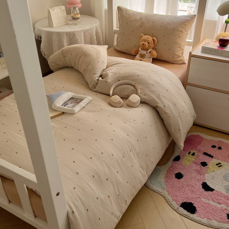 2025Hot-Selling Double-Layer Gauze Student Season Bed Single Quilt Cover Dormitory Dormitory Bunk Bed Three-Piece Set